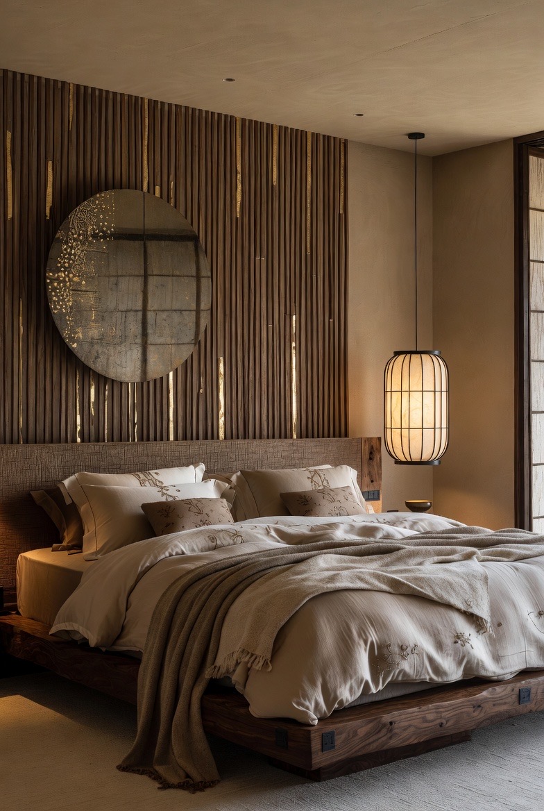 Room 02 with raised platform bed, hardwood and tatami flooring, and garden access